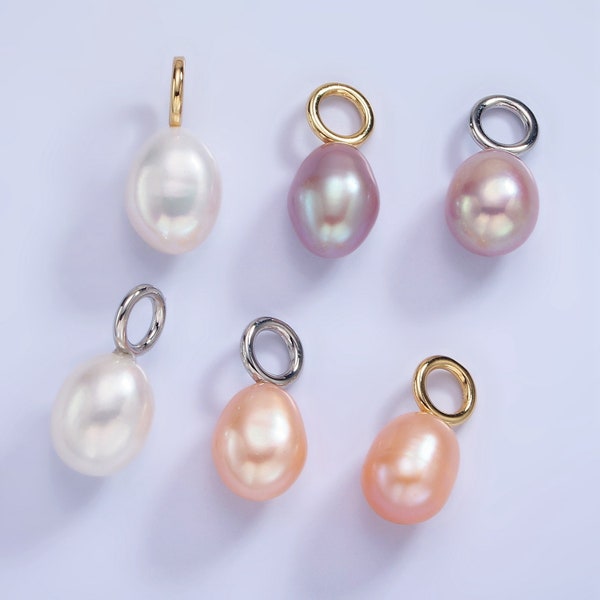 14K Gold Filled Pink, White, Purple Oval Freshwater Pearl Drop Pendant | P1675 - P1677