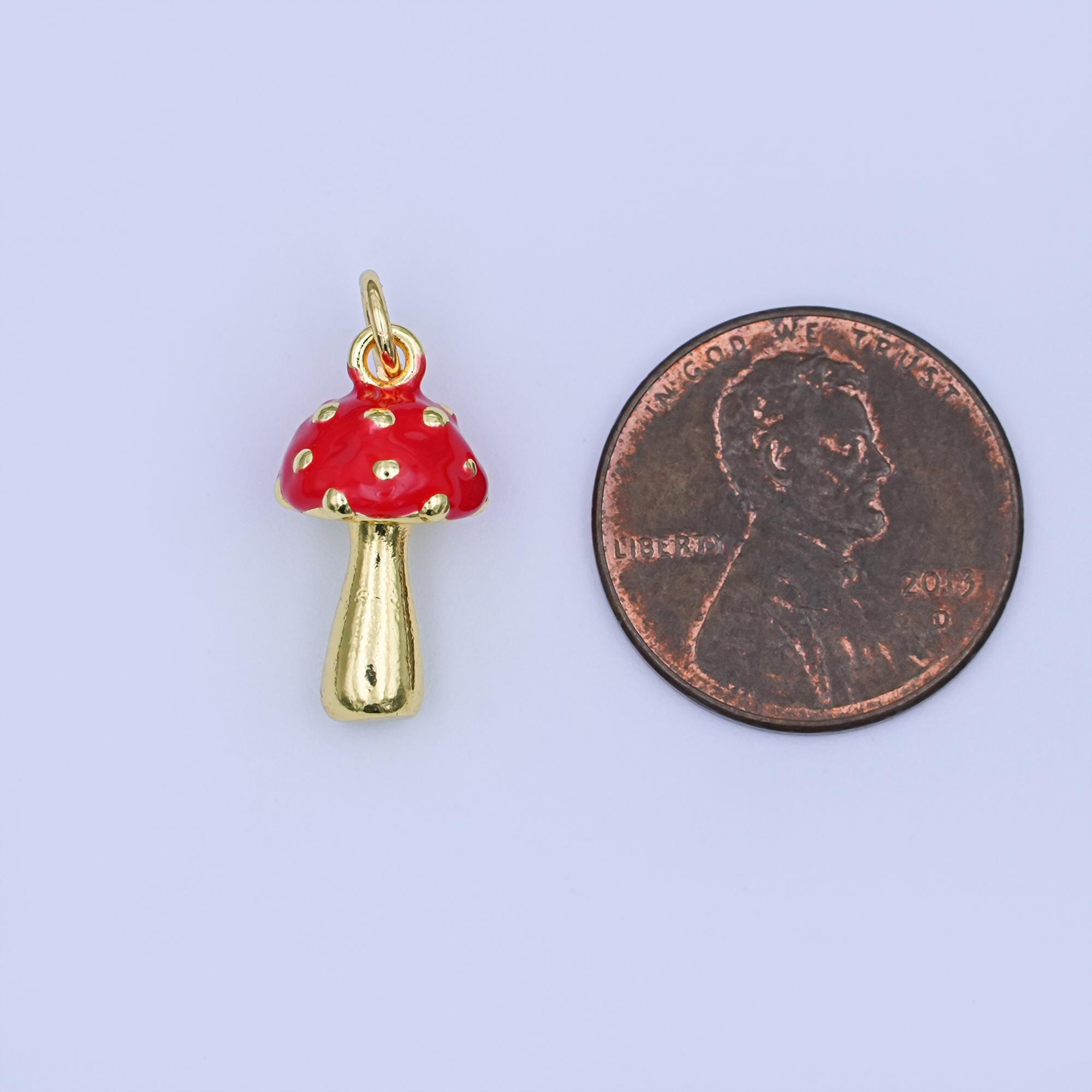24K Gold Filled Red Mushroom Multidimensional 3D Charm | W468 - Etsy