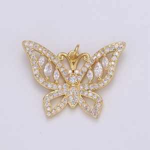 Cz micro pave butterfly pendant/charm,cubic zirconia paved charm, necklace bracelet charm pendant