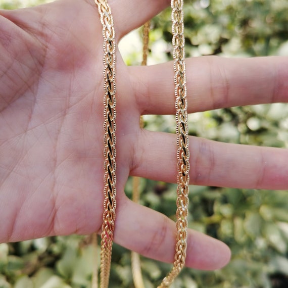 1pc 20'' Ready to Use Gold Palma Braid Necklace Chain, Layering