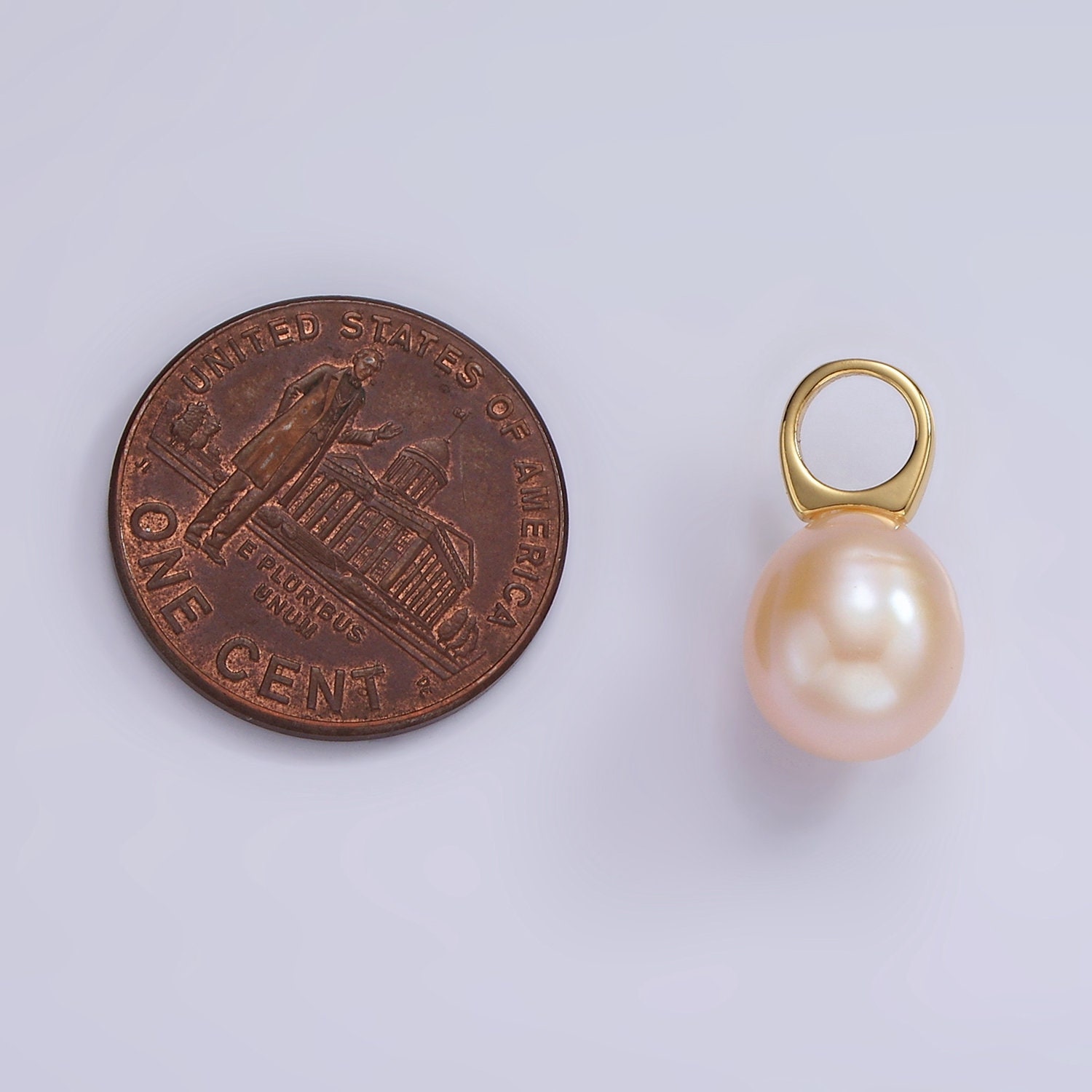 Dainty 14K Gold Filled 16mm Peach Pink Freshwater Pearl