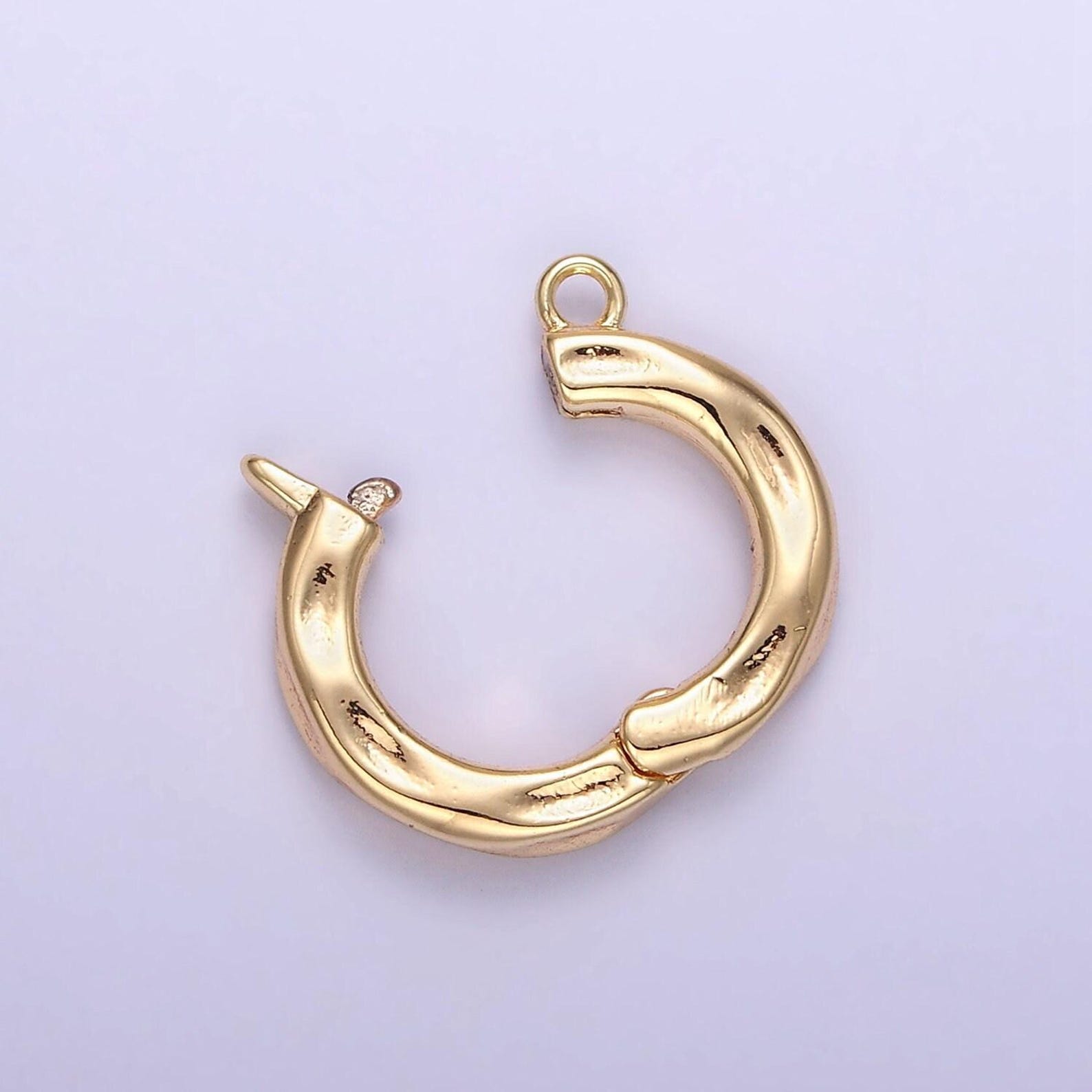 Mini Hammered Texture Classic Round Gold Charm Enhancer Clasp Pendant ...