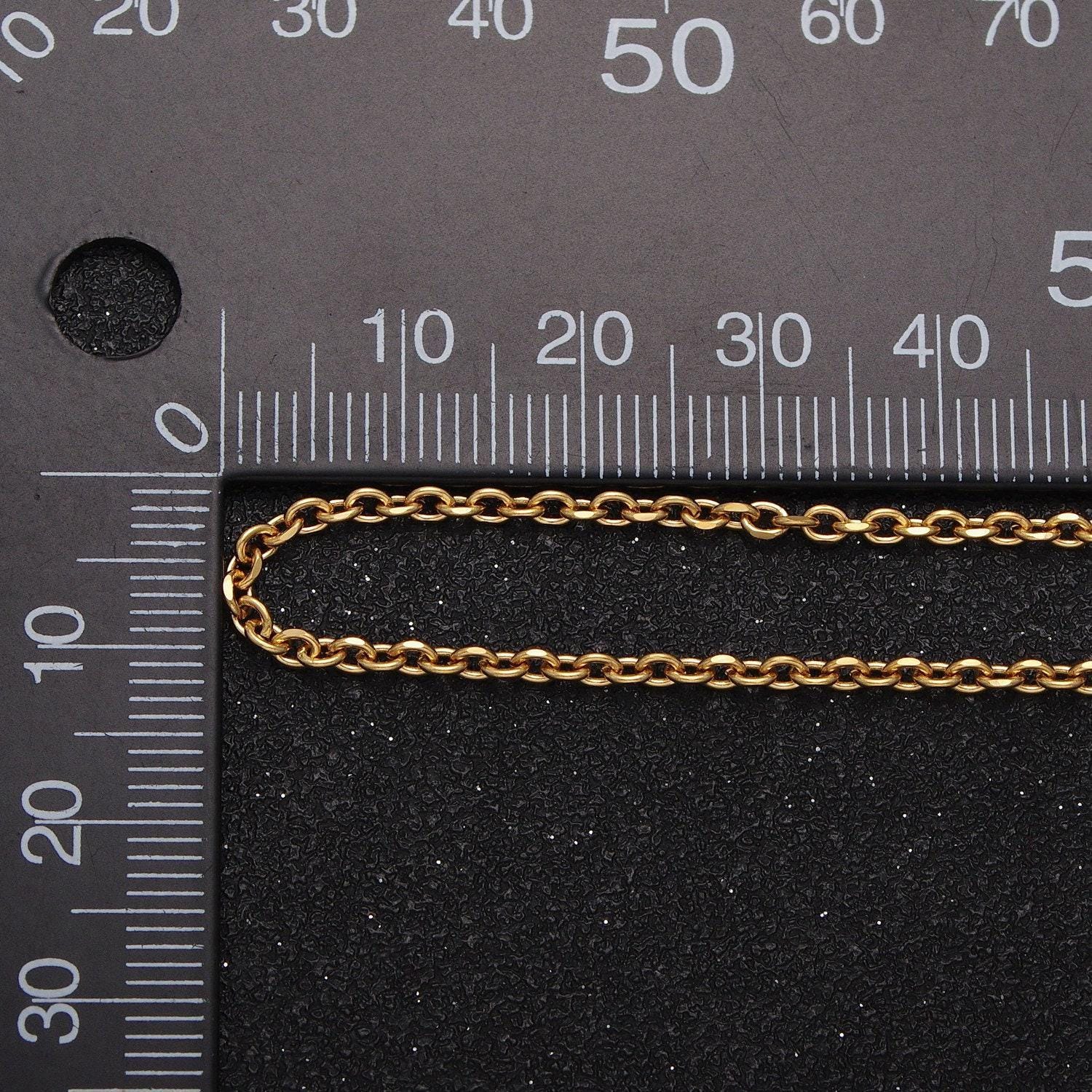 24k Gold Filled 2mm Cable Rolo Chain Bulk by Yard, Flat Edge Minimalist ...