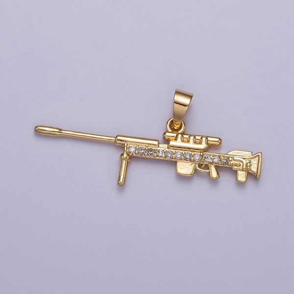 Gold Sniper Gun Rifle Pendants J-443