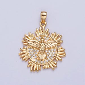 24k gold filled holy spirit pendant, first holy communion dove gold pendant, christian jewelry, religious medals | x-446