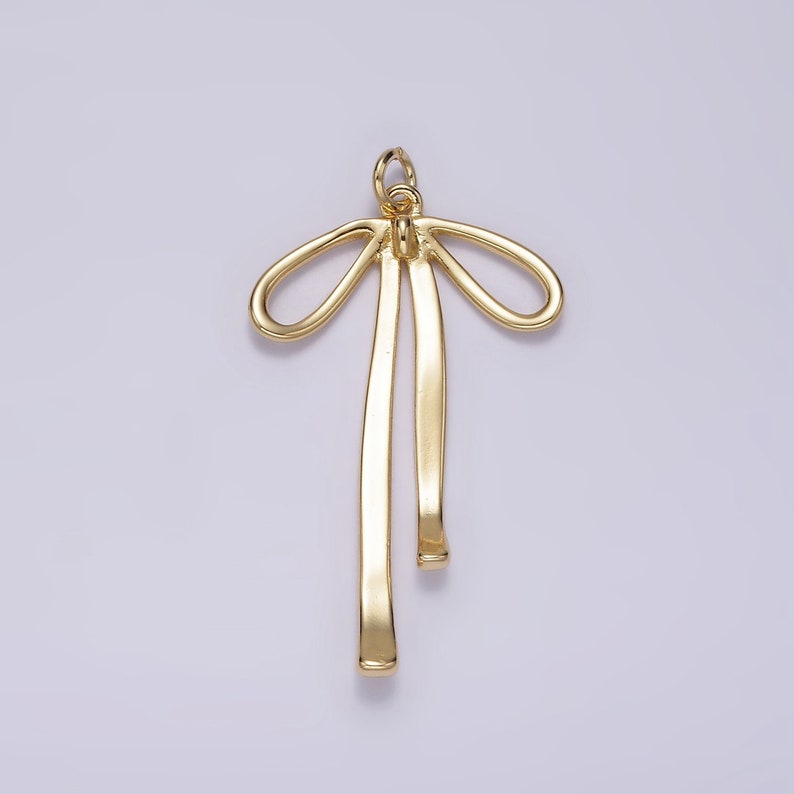 14K Gold Filled 30mm Ribbon Bow Minimalist Charm AG494 Gold