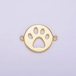 14k gold filled 12mm pawprint animal pet round open connector | g803