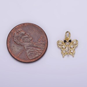 KLEINER Schmetterling Charm mit Schwarz Auge Cz Mariposa Charm Mini Monarch Anhänger Insekt Liebhaber für Minimalist Schmuck AG-241 Bild 2