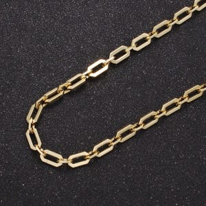 Cadena de clip de papel única rellena de oro de 24k, cadena de clip de papel rectangular cortada a medida, cadena de rollo al por mayor para fabricación de joyas, 654