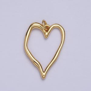 Rustic gold heart charm for necklace earring component open heart pendant dangle charm minimalist jewelry supply ac023