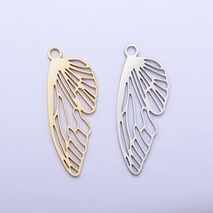 Mini stainless steel butterfly wing charm in gold & silver laser cut insect pendant lead nickel free tarnish free | p925