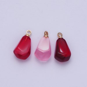 Pomegranate Seed Pendants, Gold Plated Resin Individual Pink, Red, Blood Red Pomegranate Fruit Seeds Charm | X-734, X-753, X-754