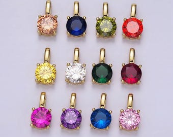 14k gold filled solitaire birthstone cz personalized pendant | ah063 - ah074