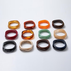 Brazalete ancho de resina gruesa de color, estilo irregular, acrílico, joyería llamativa, ropa de calle vintage, tonos tierra, joyería otoñal WA3416