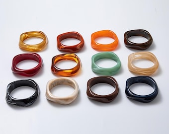 Pulsera ancha de resina gruesa de colores, brazalete irregular de acrílico, joyería llamativa, estilo urbano vintage, joyería de otoño en tonos tierra WA3416