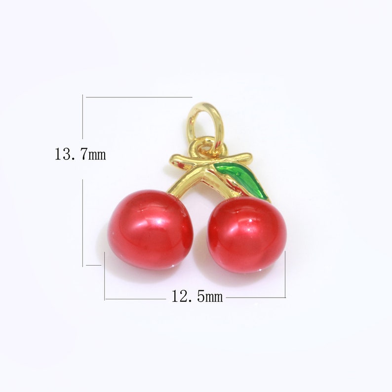 Red Cherry Charm Enamel Necklace Charm Cherries 24K Gold Etsy UK
