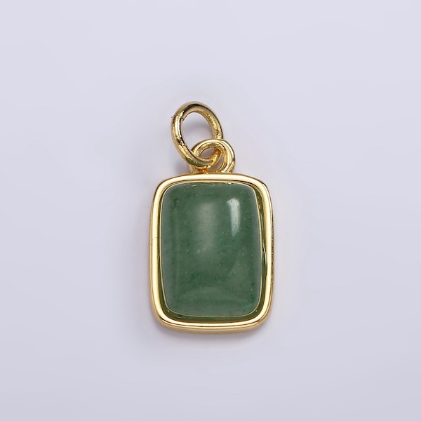 Dainty Natural Green Aventurine Pendant With Gold Filled Metal Tag Pendant Semi Precious Gemstone Jewelry Green Stone Charm AG584