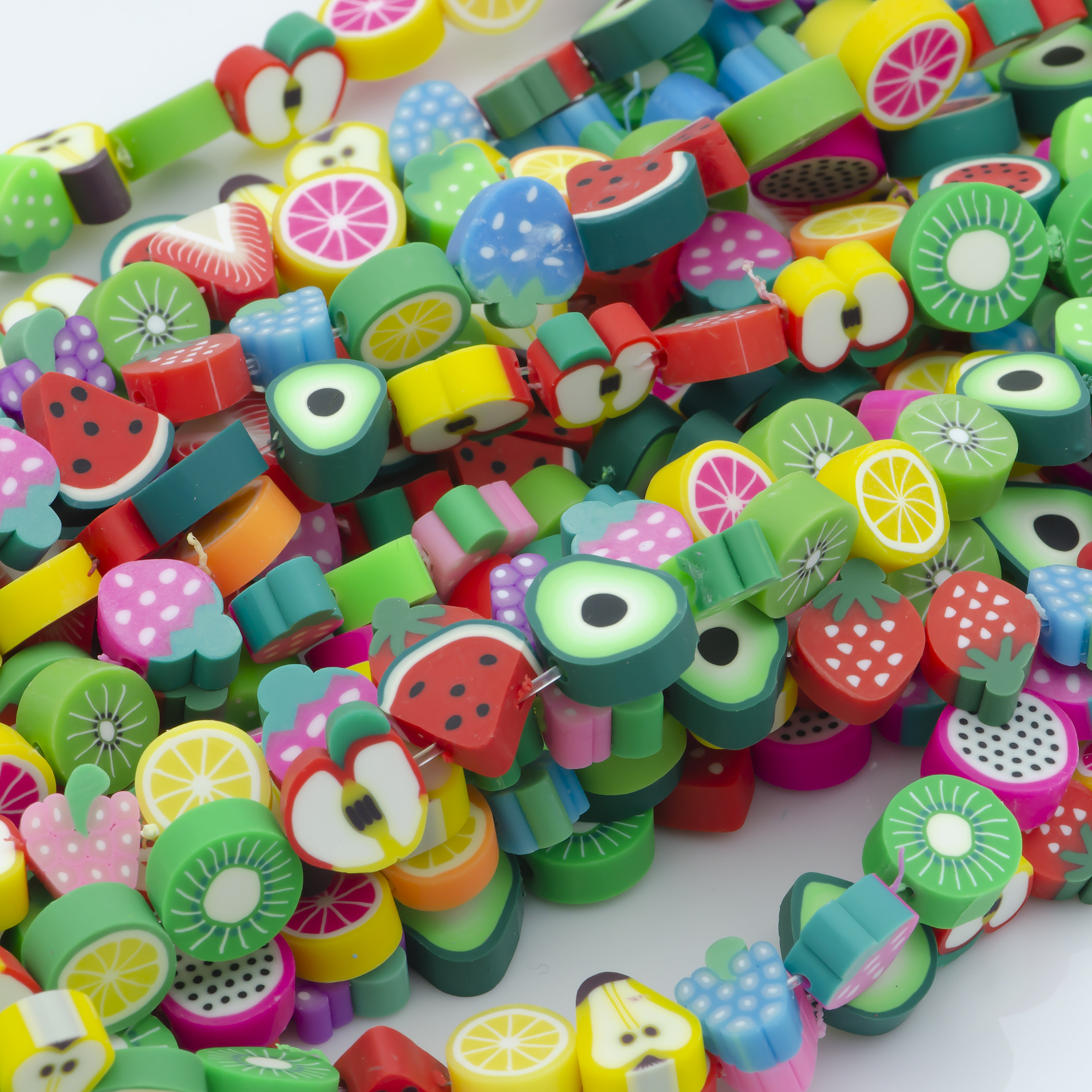 1Set Fruit Flower Polymer Clay Beads Rainbow Cute Bead for Jewelry Earring  Necklace Making & 6mm clay beads Beads for Bracelets Kit Craft DIY Making