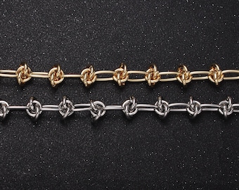 Chunky 10mm Gold Silver Knot Link Chain by Yard Thick Barbed Wire Unfinished Chain for Necklaces Bracelets Jewelry Making | ROLL-1143