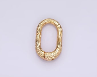 14K Gold Filled Oval Wood Textured Spring Clasp, Gate Clasp, Push Gate Clasp, Spring Gate Oval | Z522