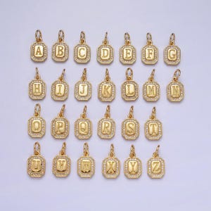 New initial name charm gold tag alphabet charm, shell pearl letter pendant personalized jewelry add on charm stainless steel tarnish free