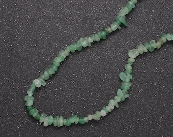 Grönt aventurinpärlhalsband - 43 cm halsband med halmstenar, läkande kristaller, ädelstenshalsband, handgjorda smycken, kristallhalsband WA-643