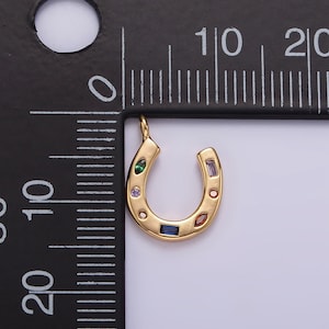 14K Gold Filled CZ Multicolor Dotted Lucky Horseshoe Charm AC819 image 7