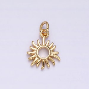 16K Gold Filled Mini Sun Pendant Sunburst Celestial Jewelry Add-On Charm | AC1149