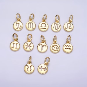 Small Zodiac Charms Gold Filled Charm Astrological Zodiac Signs, Zodiac Symbols for Add on Pendant Bracelet Earring Horoscope Charm AD483