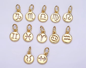 Small Zodiac Charms Gold Filled Charm Astrological Zodiac Signs, Zodiac Symbols for Add on Pendant Bracelet Earring Horoscope Charm AD483