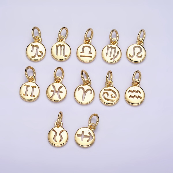 Small Zodiac Charms Gold Filled Charm Astrological Zodiac Signs, Zodiac Symbols for Add on Pendant Bracelet Earring Horoscope Charm AD483