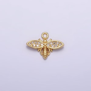 24k gold filled clear micro paved cz insect bee wasps add-on charm | ac1427