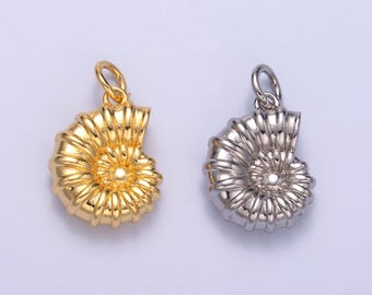 Dainty 24k Gold Filled amanite charms Ammonite Shell Dangle Charm Beach Under the Sea Jewelry Inspired N014