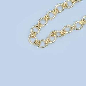 Catena a maglie ovali doppie Rollo in oro 14K tagliata su misura, catena a maglie fantasia tagliata su misura, larghezza ovale 10,5 mm, Roll-468