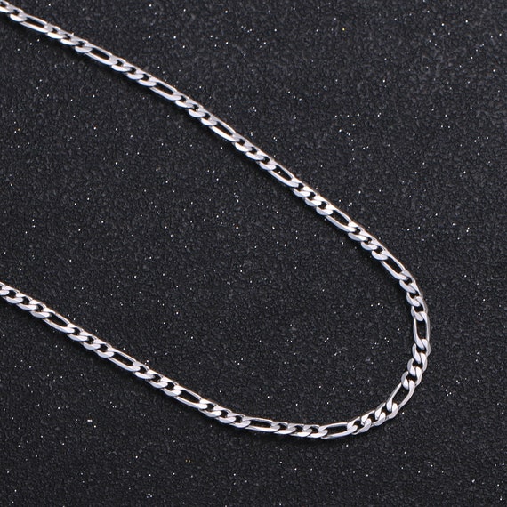 White gold figaro necklace deals