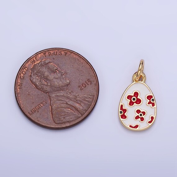 Pendentif oeuf avec triptyque (1) - Émail, Plaqué or Pendentif oeuf avec triptyque (1) - Émail, Plaqué or