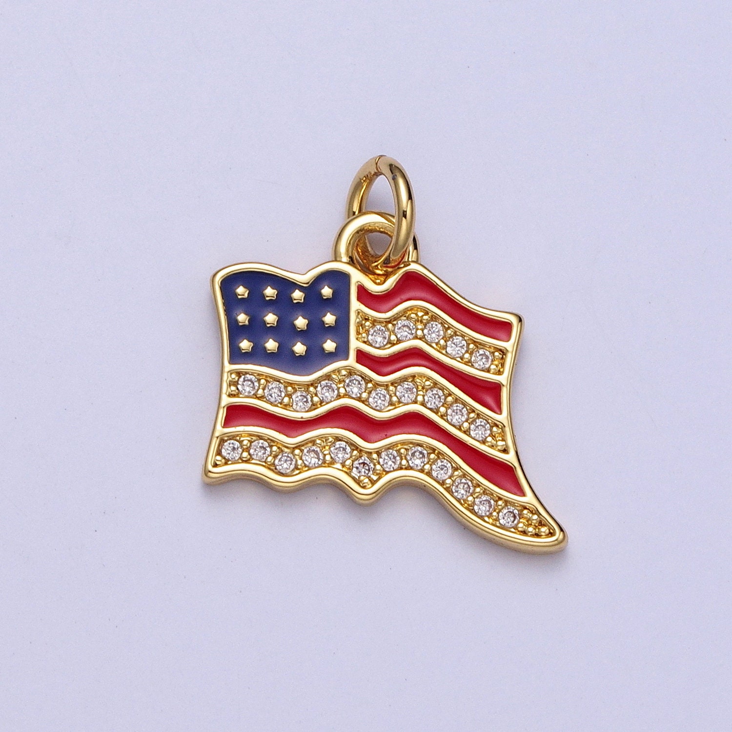 US / Israel Flag Embroidered Patch Gold Border 
