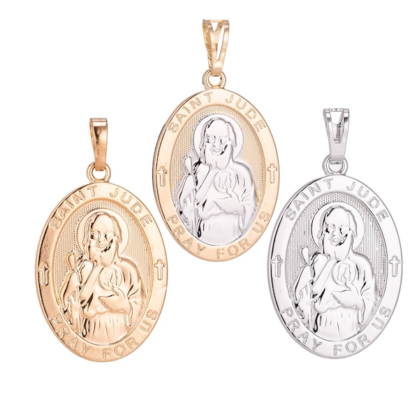 Saint Jude Charm gold medallion Charm, gold filled St Jude religious medal Patron Saint Pendant Religious Coin Catholic Rosarry Supply,H-282
