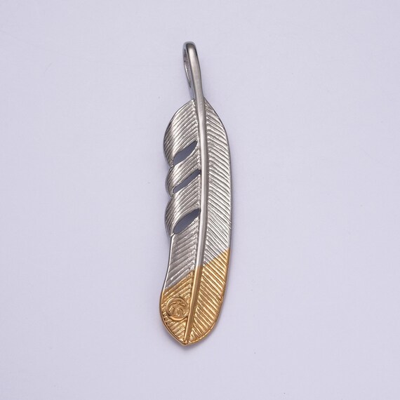 Stainless steel feather pendant sale