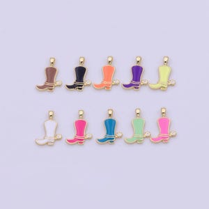 1pc enamel color cowboy boot charm, gold cowboy boots charm for necklace or bracelet, cowgirl charm, rodeo cowgirl jewelry pd 2247