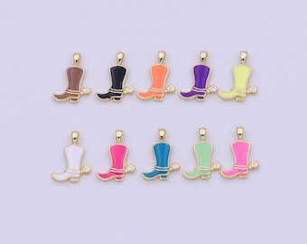 1pc enamel color cowboy boot charm, gold cowboy boots charm for necklace or bracelet, cowgirl charm, rodeo cowgirl jewelry pd 2247