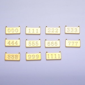 Dainty gold filled angel number charm connector gold bar lucky number for necklace bracelet component personalized jewelry | g610-615