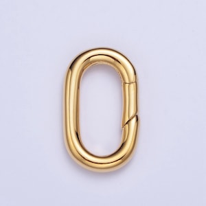 24K guldfyllt enkelt ovalt fjäderlås, minimalistiskt grindlås, draglås, fjädergrind oval | L-821