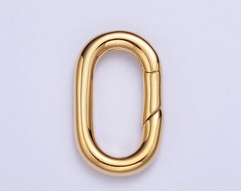 24K Gold Filled Simple Oval Spring Clasp, Minimalistic Gate Clasp, Pull Clasp, Spring Gate Oval | L-821