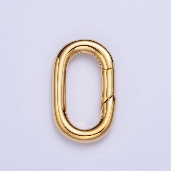 24K Gold Filled Simple Oval Spring Clasp, Minimalistic Gate Clasp, Pull Clasp, Spring Gate Oval | L-821