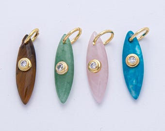 Colgante de piedra natural marquesa relleno de oro de 18 quilates con gema y circonita cúbica para hacer joyas DIY AK127