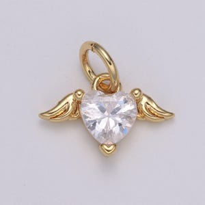 Venus 24-karaats gouden hanger, solitaire cz-harthanger, duiven kubieke mini-hanger, aphrodite sierlijke armband oorbel ketting bedel, e-186
