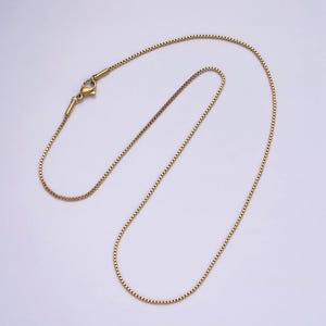 Stainless steel 1.1mm dainty box 17.72 inch layering princess chain necklace | wa-2023