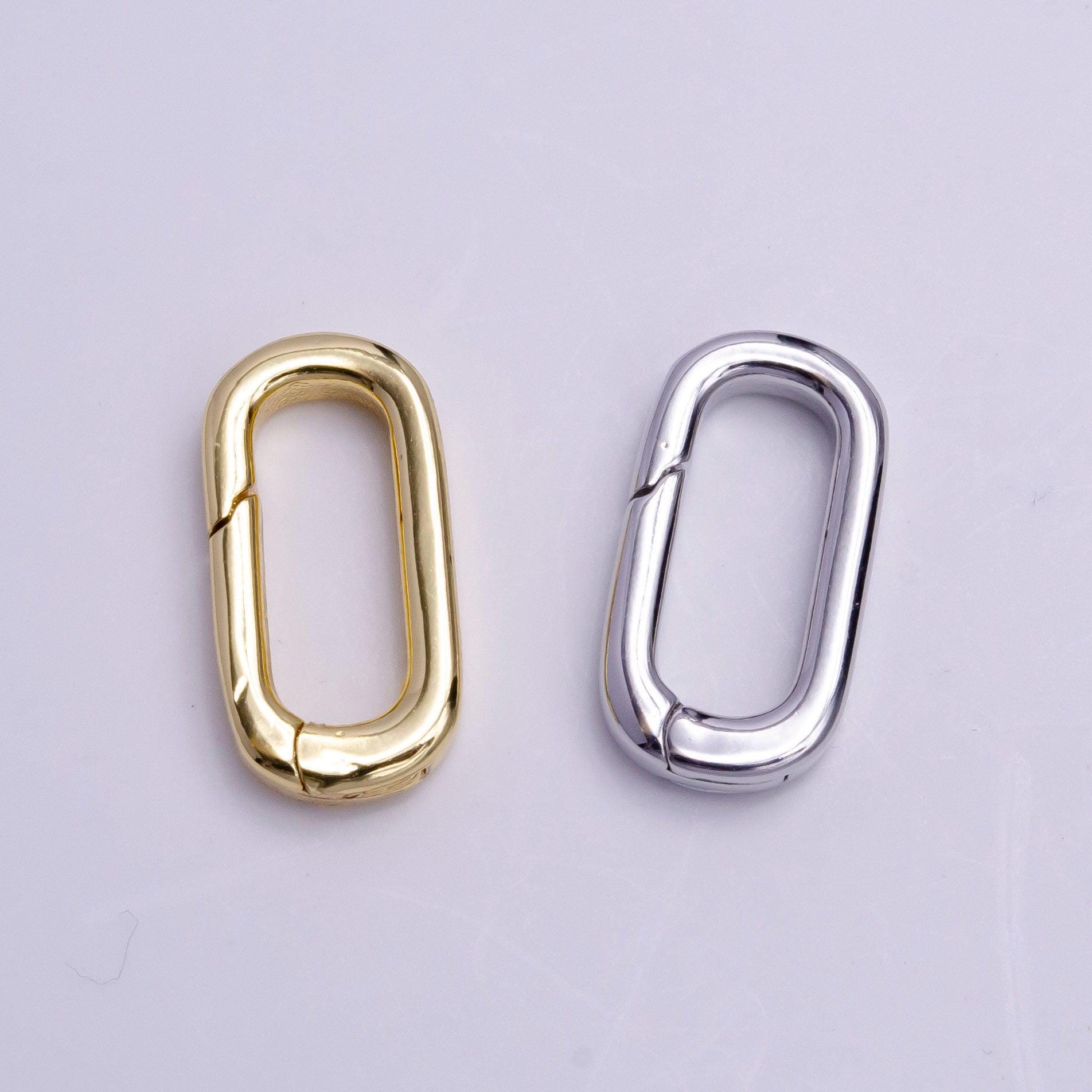 Oval Spring Clasp, Gold Silver Spring Carabiner Clasp, Dainty