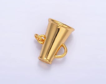 Megaphone charm 24k gold filled cheerleader charm inspired sport cheer cheerleading dance charms sports pendant for bracelet necklace e654